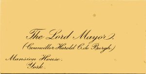 The Lord Mayor, (Councillor Harold C. de Burgh.) Mansion House, York.
